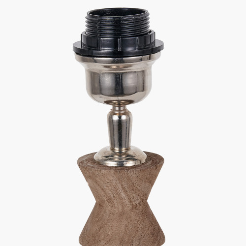 Pacific Lifestyle Ayra Natural Modernist Turned Wood Table Lamp Base With Thiago 35cm Cinnamon Stripe Mushroom Pleat Tapered Lampshade