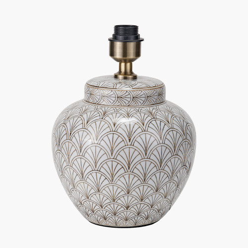 Pacific Lifestyle Barbier White Art Deco Fan Ceramic Table Lamp Base