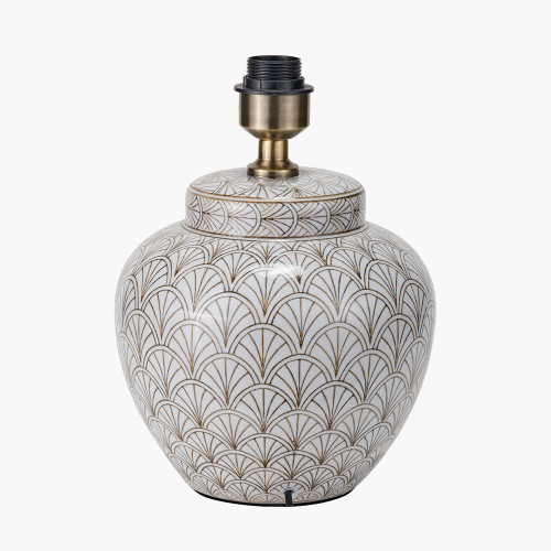 Pacific Lifestyle Barbier White Art Deco Fan Ceramic Table Lamp Base