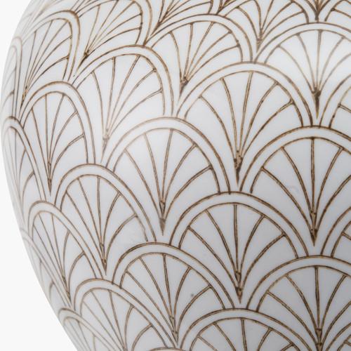Pacific Lifestyle Barbier White Art Deco Fan Ceramic Vase