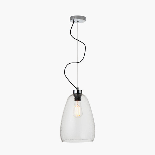 Pacific Lifestyle Beja Organic Shape Tall Clear Bubble Glass Pendant