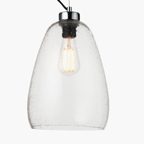 Pacific Lifestyle Beja Organic Shape Tall Clear Bubble Glass Pendant