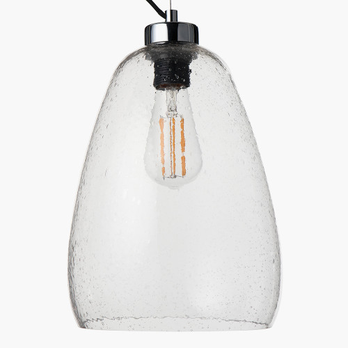 Pacific Lifestyle Beja Organic Shape Tall Clear Bubble Glass Pendant