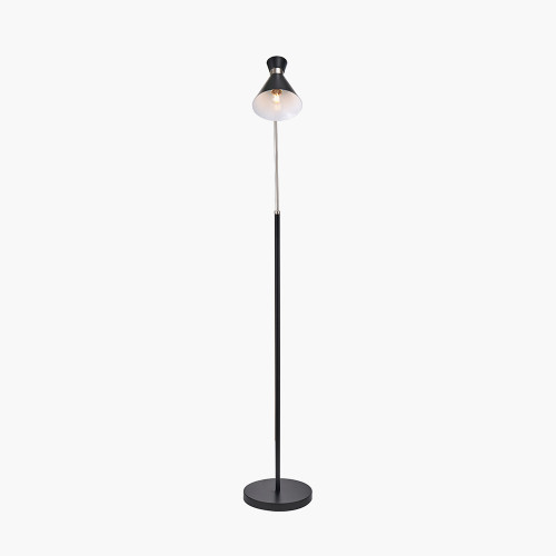 Pacific Lifestyle Benedict Black And Brushed Silver Metal Floor Lamp