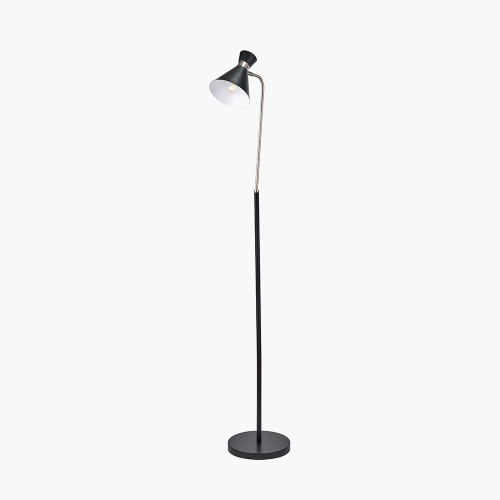 Pacific Lifestyle Benedict Black And Brushed Silver Metal Floor Lamp