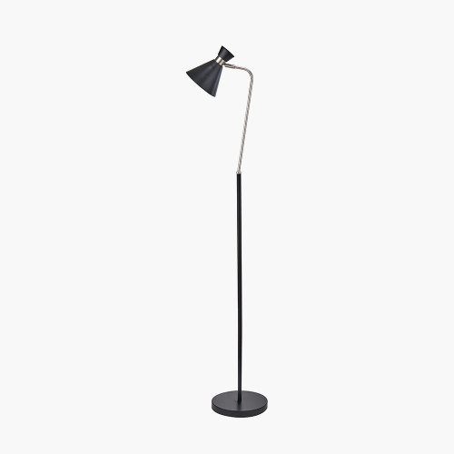 Pacific Lifestyle Benedict Black And Brushed Silver Metal Floor Lamp