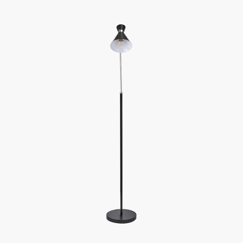 pacific lifestyle Benedict Black and Brushed Silver Metal Floor Lamp