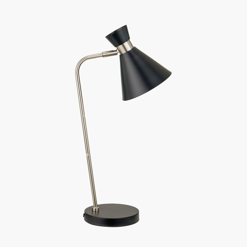 Pacific Lifestyle Benedict Black And Brushed Silver Metal Table Lamp