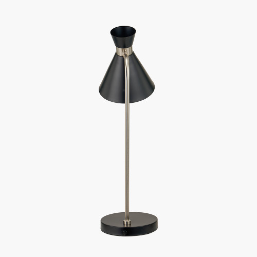 Pacific Lifestyle Benedict Black And Brushed Silver Metal Table Lamp