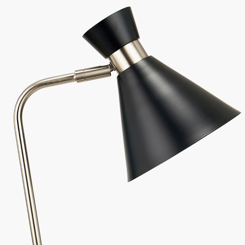 Pacific Lifestyle Benedict Black And Brushed Silver Metal Table Lamp