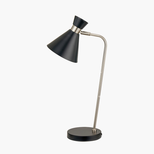 pacific lifestyle Benedict Black and Brushed Silver Metal Table Lamp