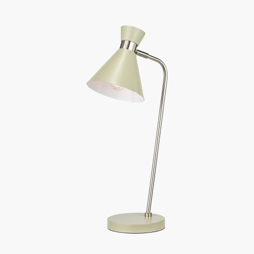 Pacific Lifestyle Benedict Sage And Brushed Silver Metal Table Lamp