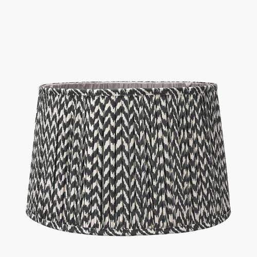 Pacific Lifestyle Benio Matt Black Metal Spherical Table Lamp Base With Vienna 35cm Black Chevron Mushroom Pleat Lampshade