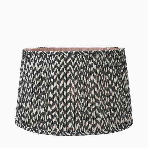 Pacific Lifestyle Benio Matt Black Metal Spherical Table Lamp Base With Vienna 35cm Black Chevron Mushroom Pleat Lampshade
