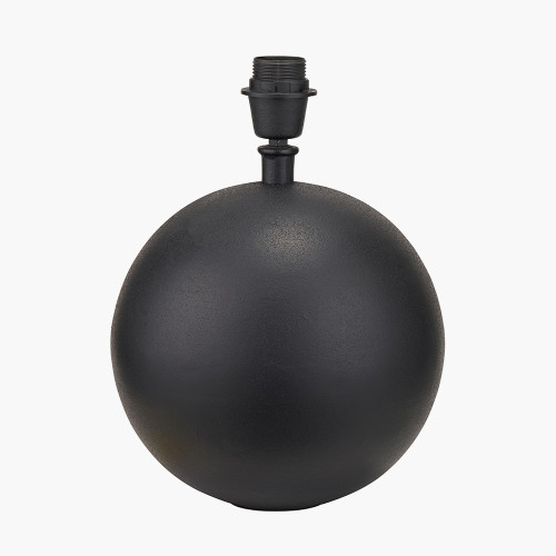 Pacific Lifestyle Benio Matt Black Metal Spherical Table Lamp Base With Vienna 35cm Blue Chevron Mushroom Pleat Lampshade