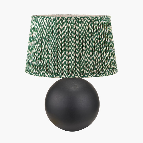 pacific lifestyle Benio Matt Black Metal Spherical Table Lamp Base with Vienna 35cm Forest Green Chevron Mushroom Pleat Lampshade