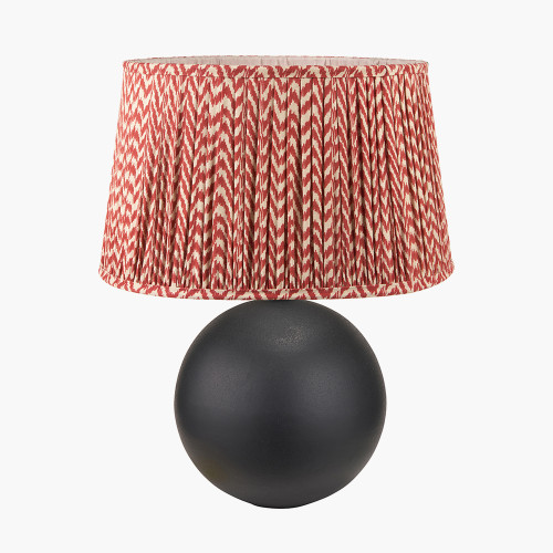 pacific lifestyle Benio Matt Black Metal Spherical Table Lamp Base with Vienna 35cm Red Chevron Mushroom Pleat Lampshade