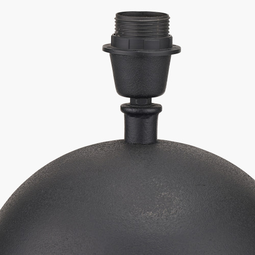 Pacific Lifestyle Benio Matt Black Metal Spherical Table Lamp Base With Vienna 35cm Taupe Chevron Mushroom Pleat Lampshade