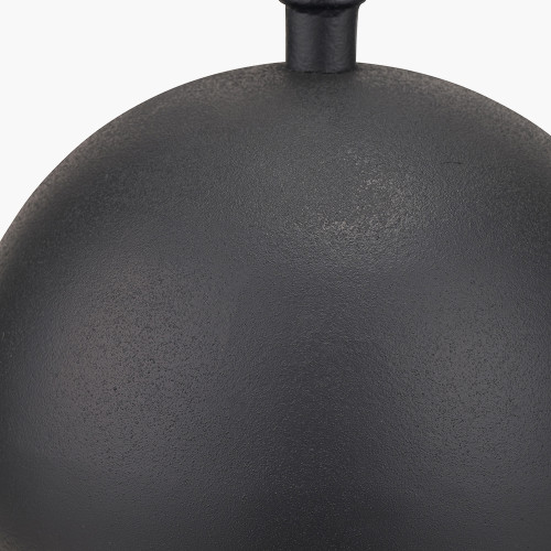 Pacific Lifestyle Benio Matt Black Metal Spherical Table Lamp Base With Vienna 35cm Taupe Chevron Mushroom Pleat Lampshade