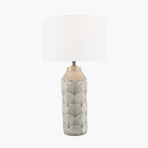 Pacific Lifestyle Bethan Embossed Grey Ceramic Table Lamp