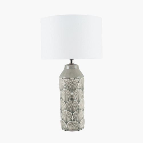 pacific lifestyle Bethan Embossed Grey Ceramic Table Lamp