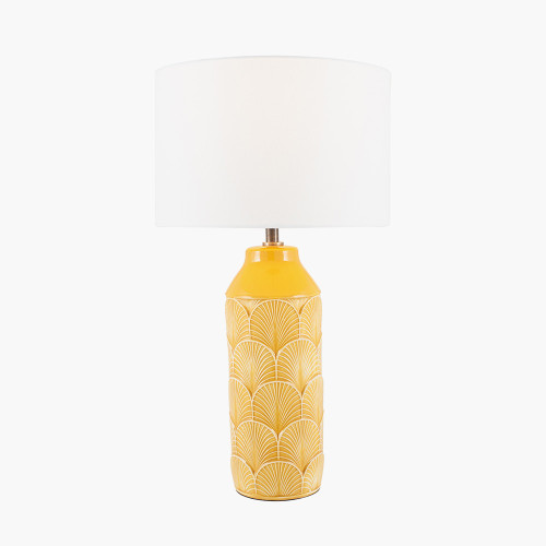 Pacific Lifestyle Bethan Embossed Mustard Ceramic Table Lamp