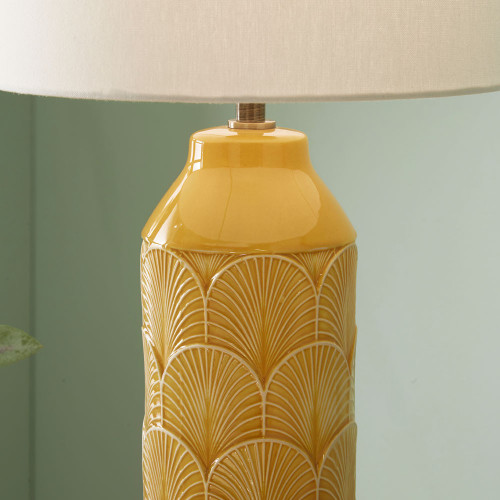 Pacific Lifestyle Bethan Embossed Mustard Ceramic Table Lamp