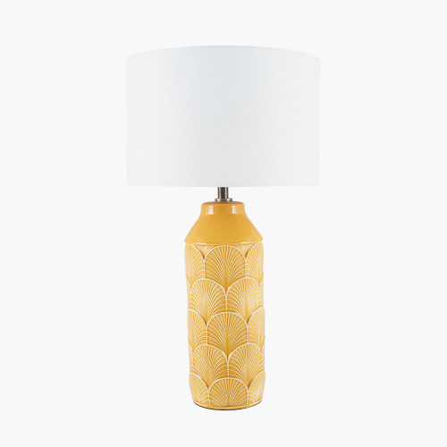 pacific lifestyle Bethan Embossed Mustard Ceramic Table Lamp