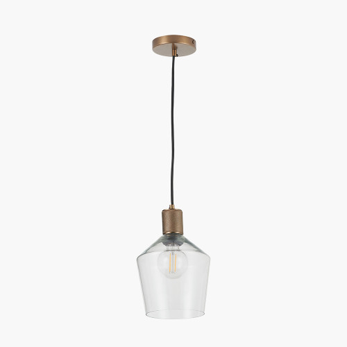 Pacific Lifestyle Bexley Clear Glass With Antique Brass Fitting Elec Pendant