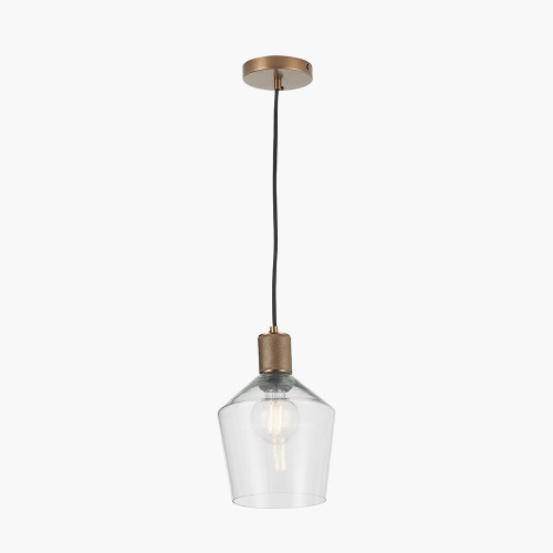 pacific lifestyle Bexley Clear Glass with Antique Brass Fitting Elec Pendant