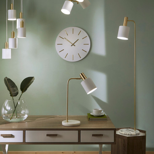Pacific Lifestyle Biba Marble Footed White And Gold Floor Lamp