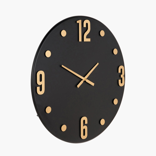 Pacific Lifestyle Black And Gold Metal Retro Wall Clock