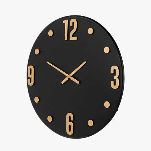 Pacific Lifestyle Black And Gold Metal Retro Wall Clock