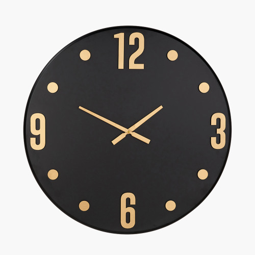 pacific lifestyle Black and Gold Metal Retro Wall Clock