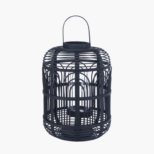 pacific lifestyle Black Bamboo and Glass Lantern Large