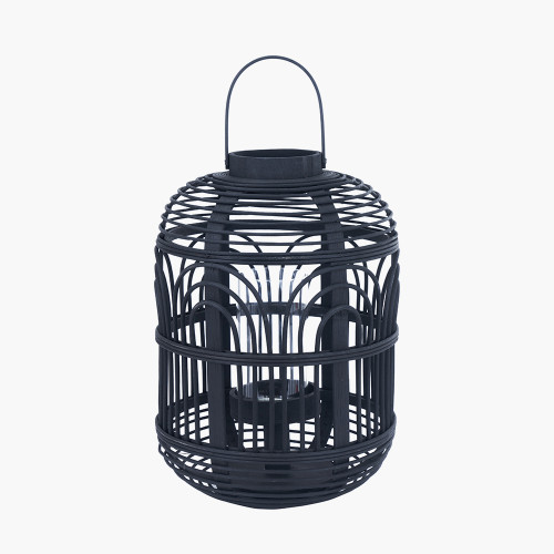 pacific lifestyle Black Bamboo and Glass Lantern Small