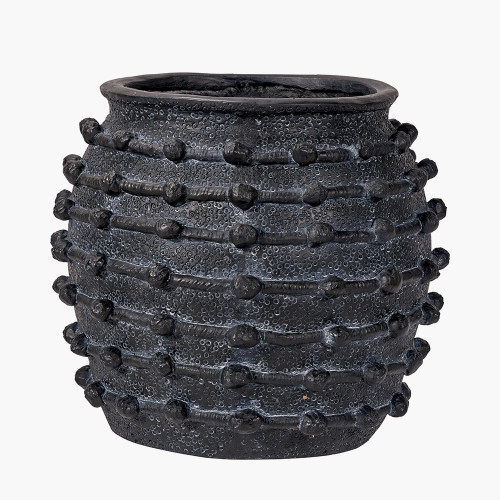 Pacific Lifestyle Black Bobble Fibrestone Decorative Planter Large