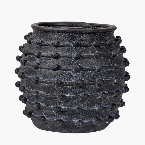 pacific lifestyle Black Bobble Fibrestone Decorative Planter Large