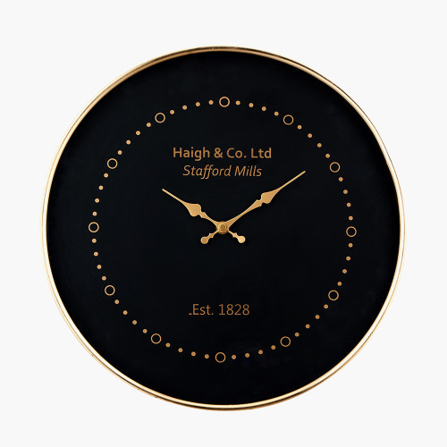 pacific lifestyle Black Face and Antique Brass Metal Wall Clock