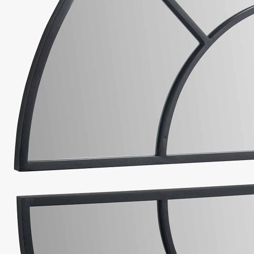Pacific Lifestyle Black Metal 2 Half Moon Section Wall Mirror