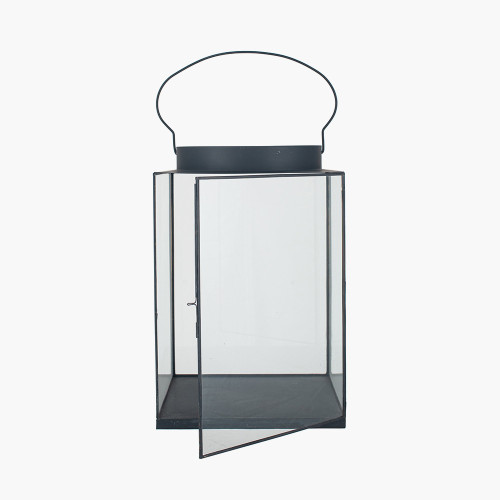 Pacific Lifestyle Black Metal And Glass Square Lantern Large