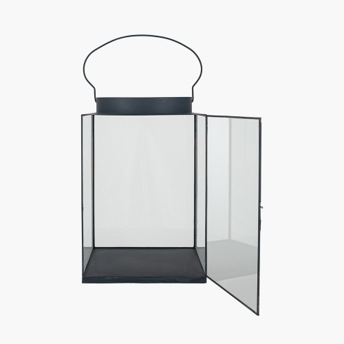 Pacific Lifestyle Black Metal And Glass Square Lantern Large