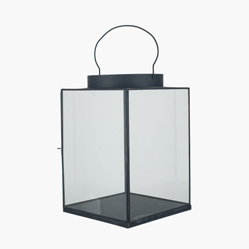 Pacific Lifestyle Black Metal And Glass Square Lantern Large