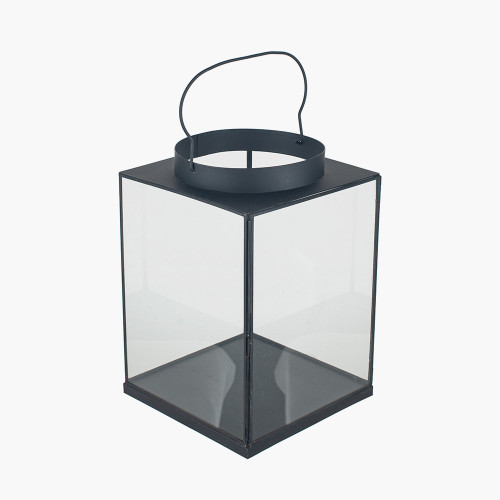 Pacific Lifestyle Black Metal And Glass Square Lantern Small