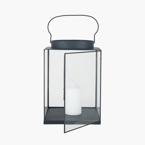 Pacific Lifestyle Black Metal And Glass Square Lantern Small