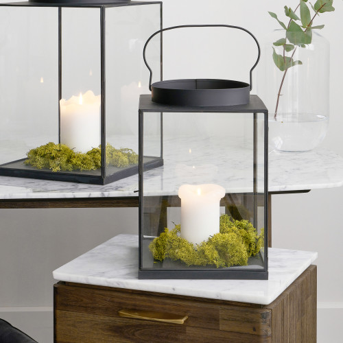 Pacific Lifestyle Black Metal And Glass Square Lantern Small