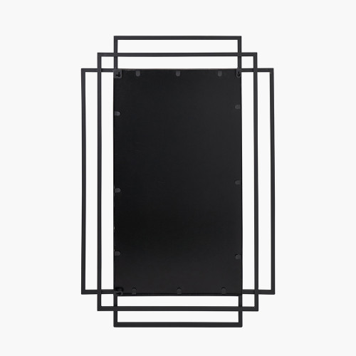 Pacific Lifestyle Black Metal Art Deco Rectangular Wall Mirror