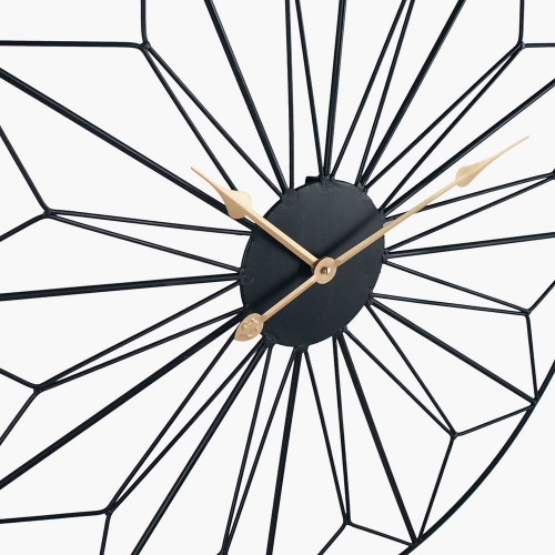 Pacific Lifestyle Black Metal Geo Design Round Wall Clock