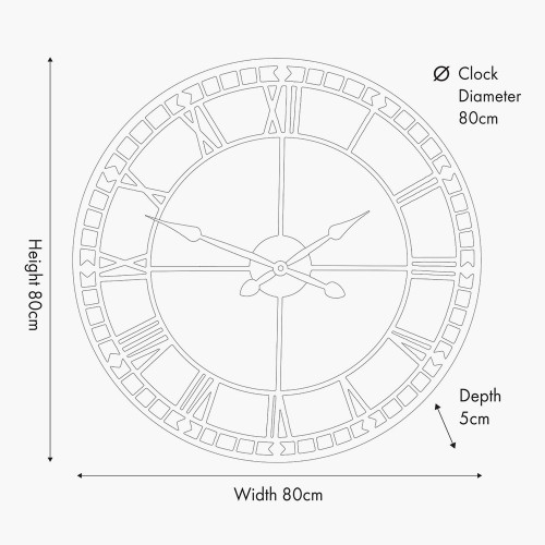 Pacific Lifestyle Black Metal Round Wall Clock Large