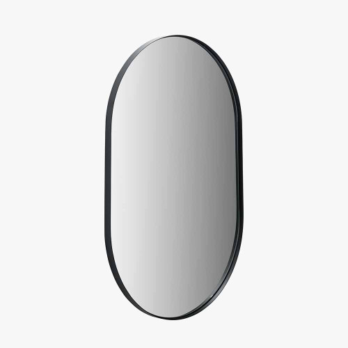 Pacific Lifestyle Black Metal Slim Frame Oval Wall Mirror